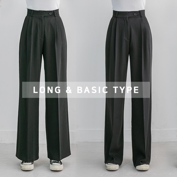 Tailor Fit Double Pintuck Wide Slacks Pants/选择 2 种长度