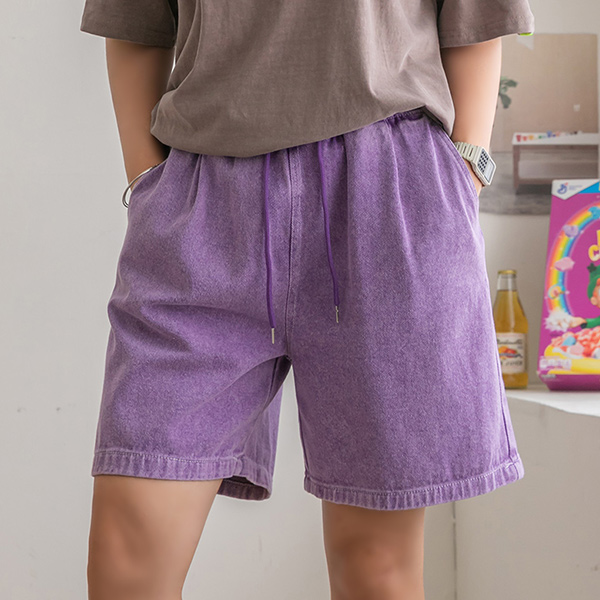 夏天的颜色本身！洗涤方式不同 - 束腰短裤 5 件短/睡裤